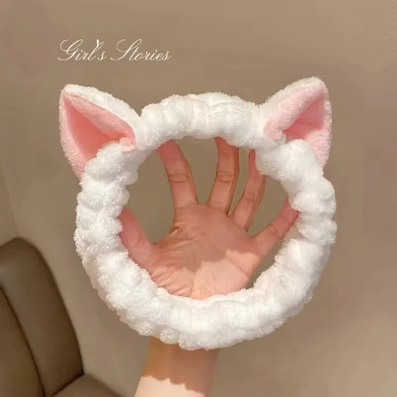 Fashionable Accessory For Women Cute Coral Fleece Cat Ear Headband - Soft & Comfortable, Perfect For Face Washing & Makeup