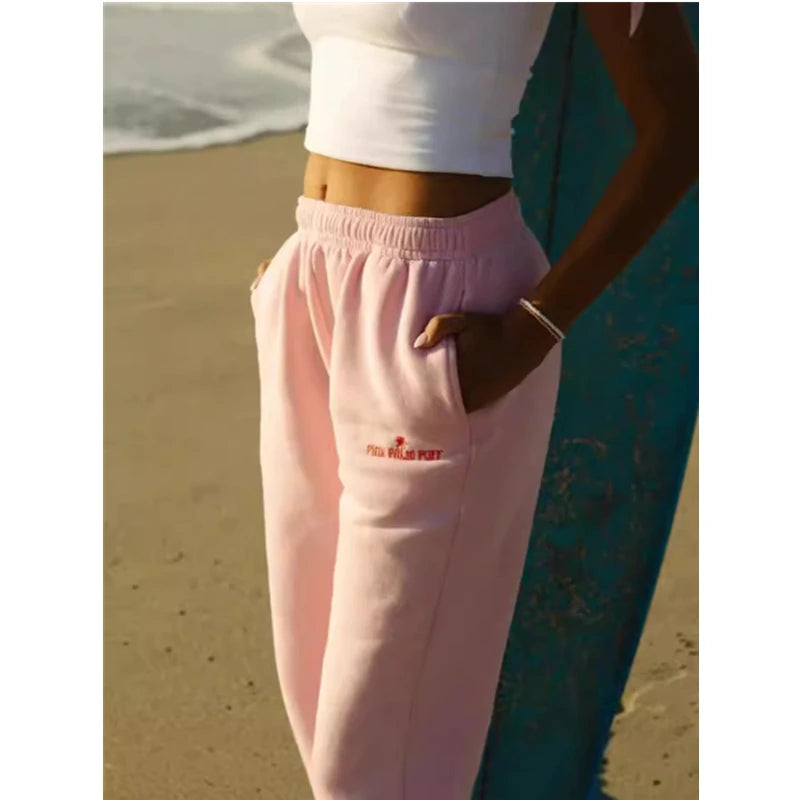 Pink Palm Puff Women's Casual Sweatpants