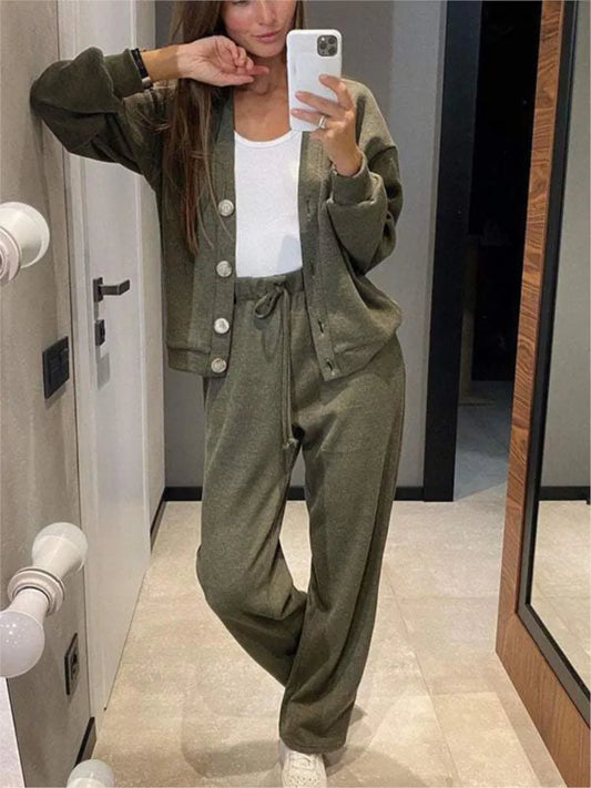 Women's Jacket Cardigan & Sweatpants 2 Pieces