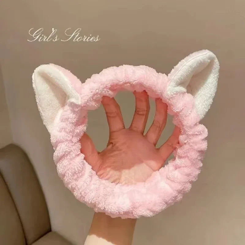 Fashionable Accessory For Women Cute Coral Fleece Cat Ear Headband - Soft & Comfortable, Perfect For Face Washing & Makeup