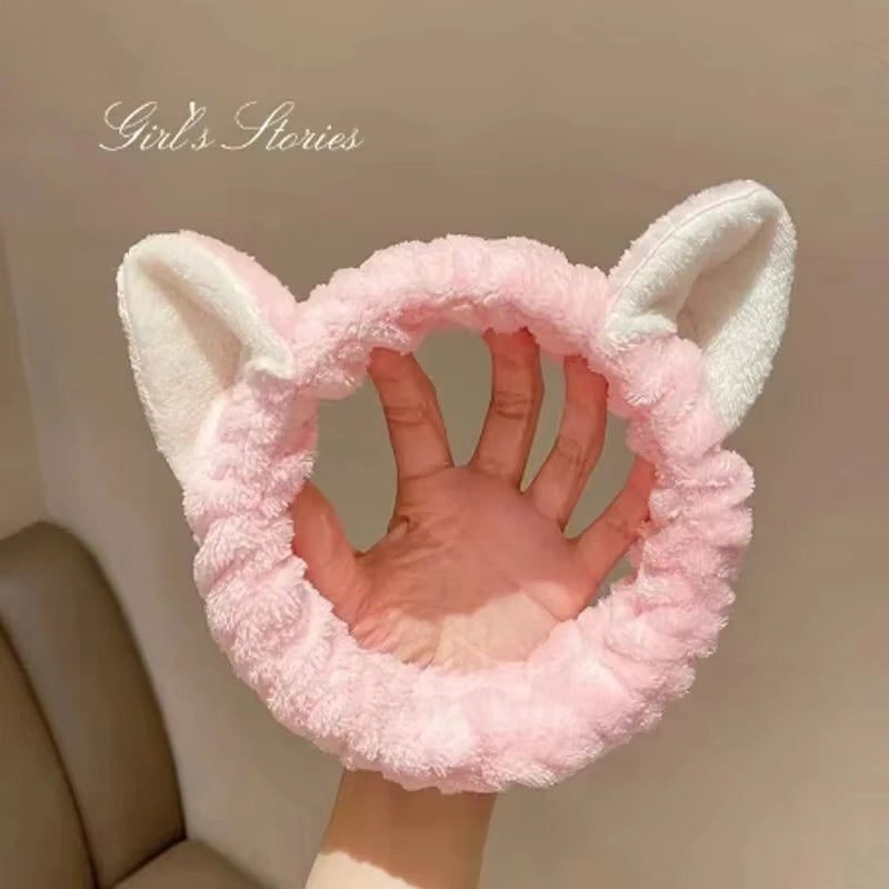 Fashionable Accessory For Women Cute Coral Fleece Cat Ear Headband - Soft & Comfortable, Perfect For Face Washing & Makeup