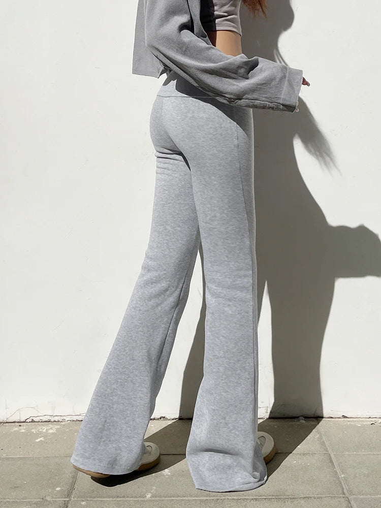 Sweetown Gray Slim Low Waist Casual Sweatpants for Women