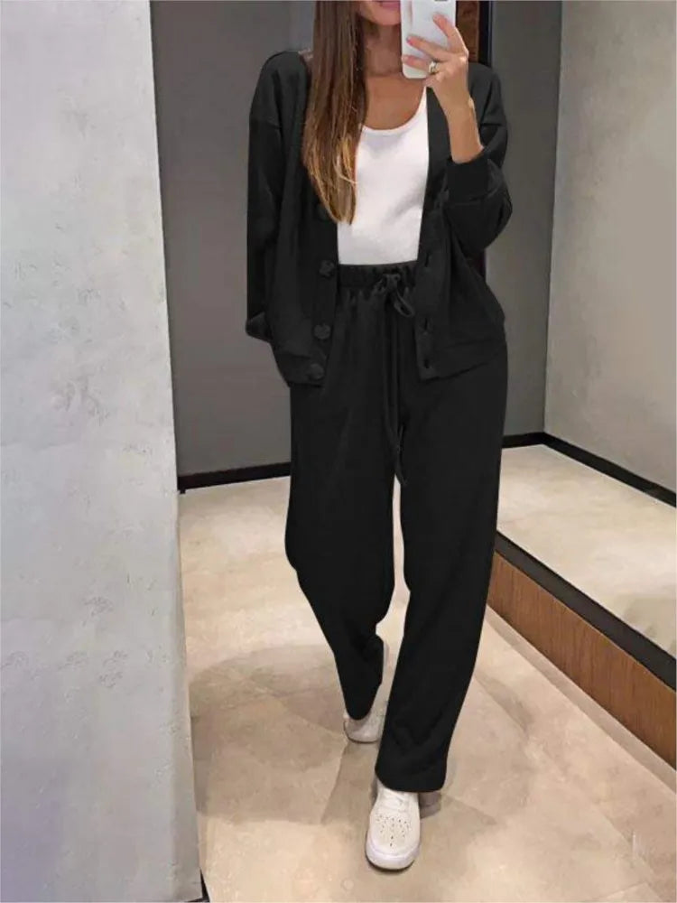 Women's Jacket Cardigan & Sweatpants 2 Pieces