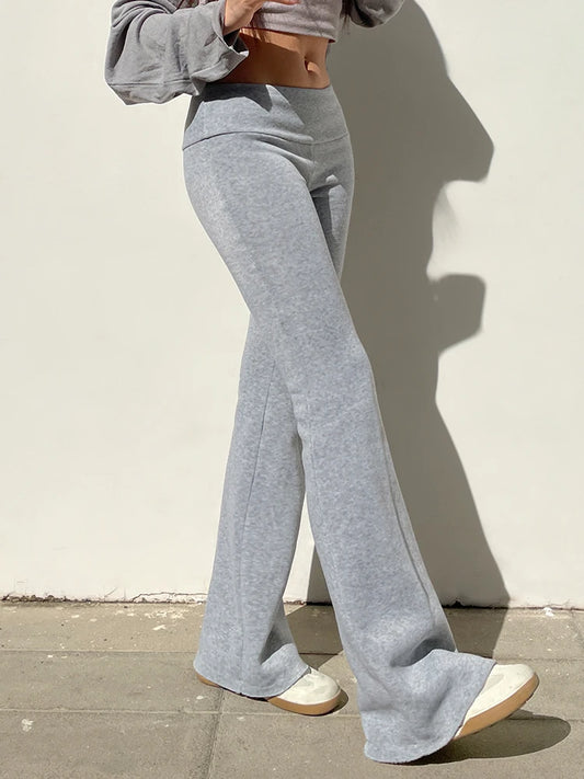 Sweetown Gray Slim Low Waist Casual Sweatpants for Women