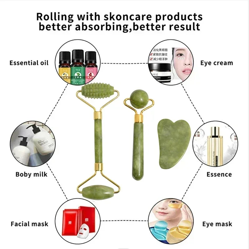 Natural Jade Face Roller Gua Sha Natural Stone