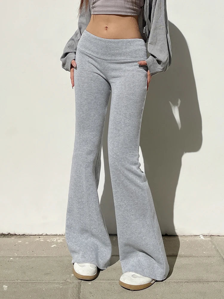 Sweetown Gray Slim Low Waist Casual Sweatpants for Women