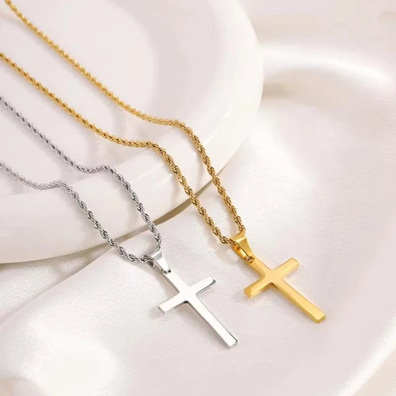 Men's and women's new cross pendant necklace, minimalist gold jewelry, men's and women's necklace