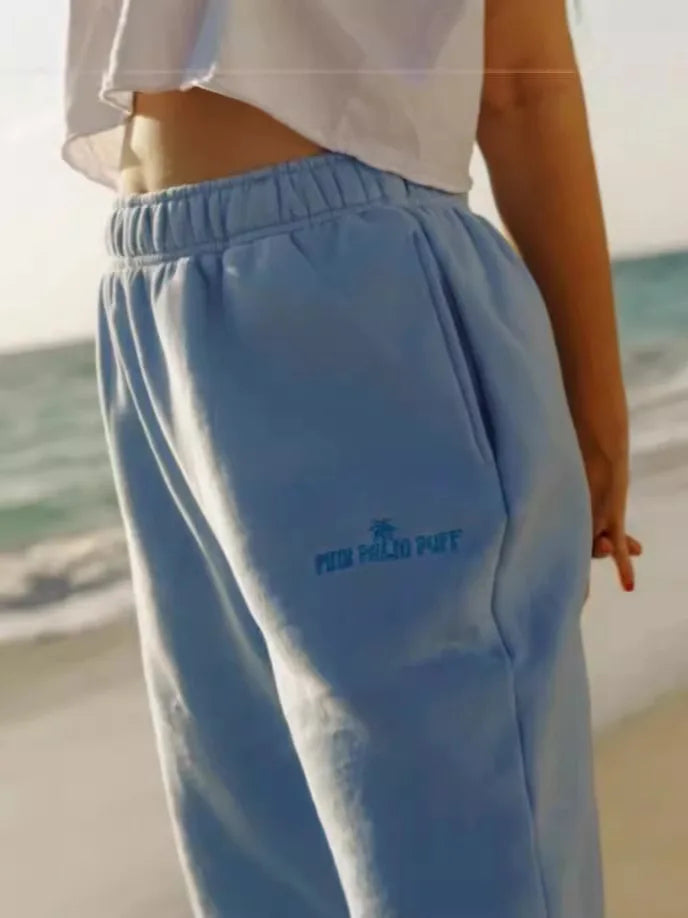 Pink Palm Puff Women's Casual Sweatpants
