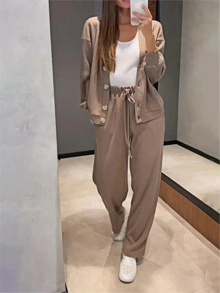 Women's Jacket Cardigan & Sweatpants 2 Pieces